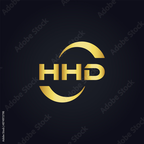 HHD logo. H H D design. White HHD letter. HHD, H H D letter logo design. H H D letter logo design in GOLD, GOLDEN LOGO, THREE, style. letter logo set in one artboard. H H D letter logo vector design. photo