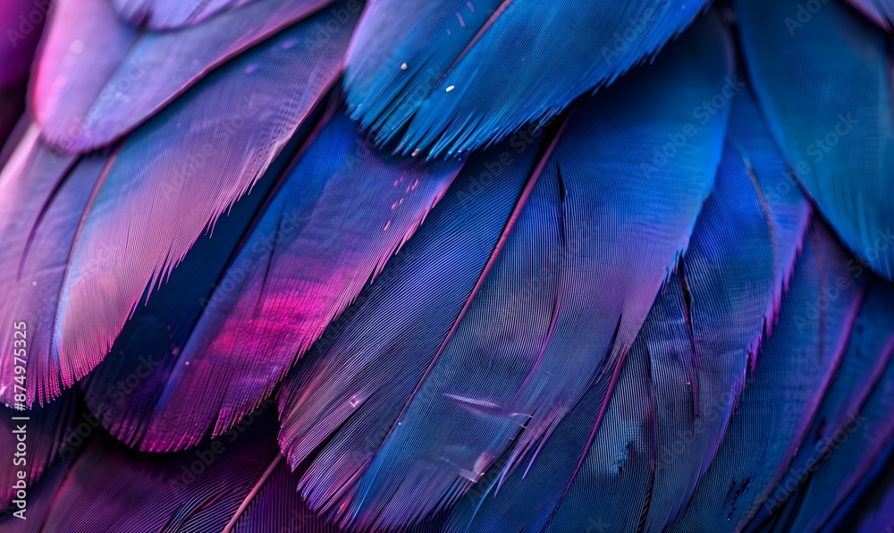 Obraz premium vibrant blue and purple feathers, Generative AI