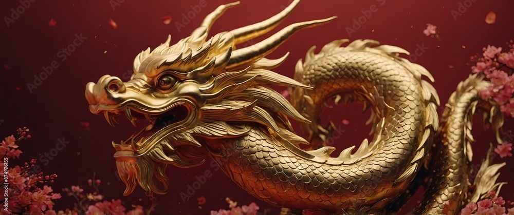 Chinese dragon new year background soft red gold color tone, wth copy space area. Chinese dragon new year background soft red gold color tone, wth copy space area.