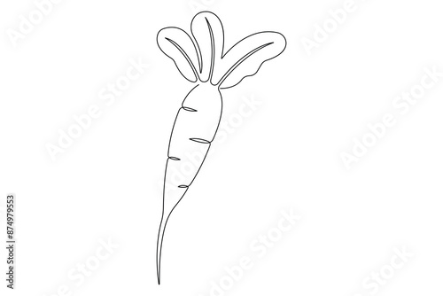 Single one line drawing of whole healthy organic radish icon, fresh vegetable concept vector illustration 