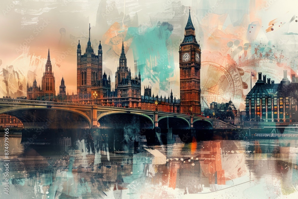 Naklejka premium Landscape of London, England - Big Ben Tower