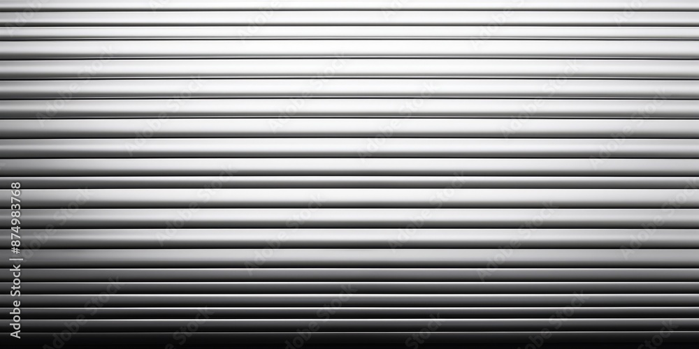 Seamless pattern of silver corrugated metal roller shutter door texture