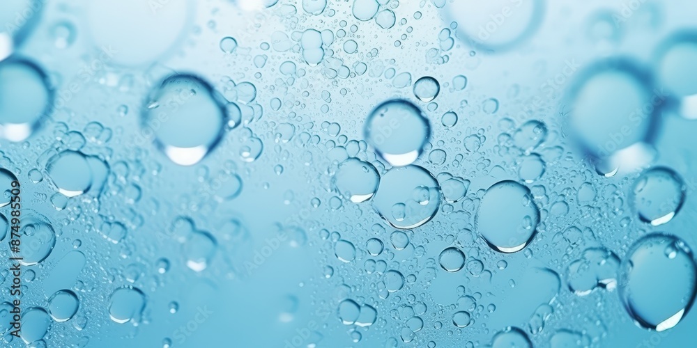 Close-up of water droplets on a blue background Close-up of water droplets on a blue background