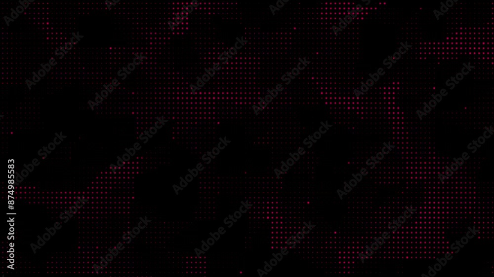 Magenta red color hi-tech circular dots design simple and elegant loop able half tone pattern on black background Magenta red color hi-tech circular dots design simple and elegant loop able half tone pattern on black background