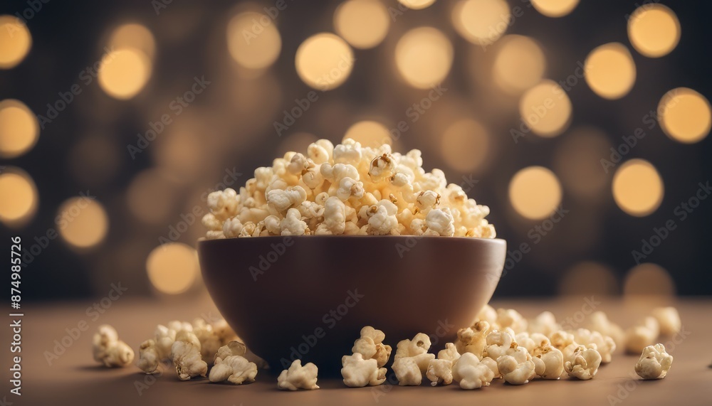 Salted popcorn in a brown bowl Salted popcorn in a brown bowl