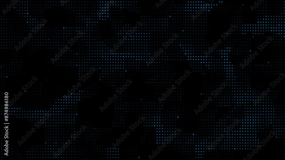 Royal blue color hi-tech circular dots design simple and elegant loop able half tone pattern on black background