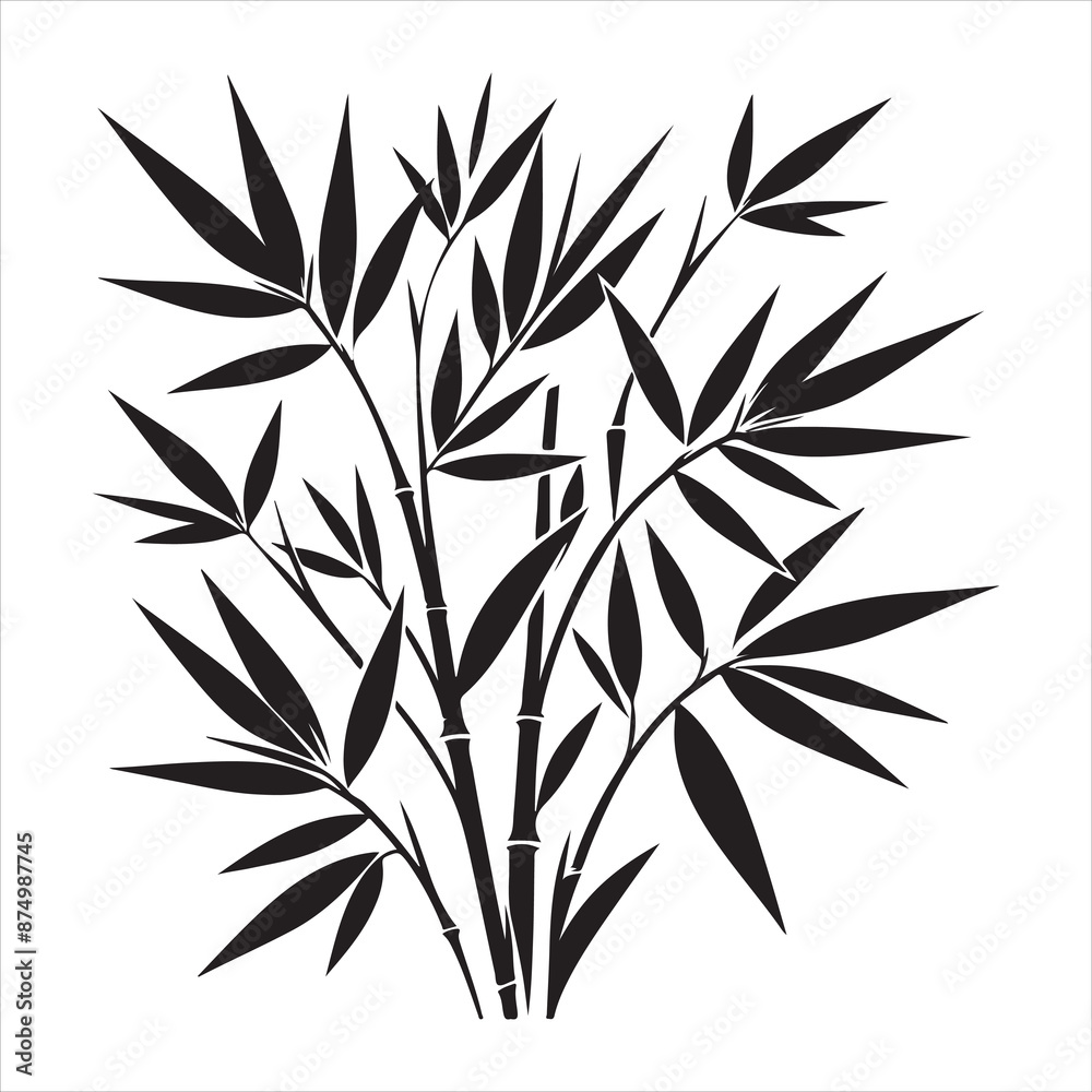 Naklejka premium bamboo leave silhouette, vector black color silhouette