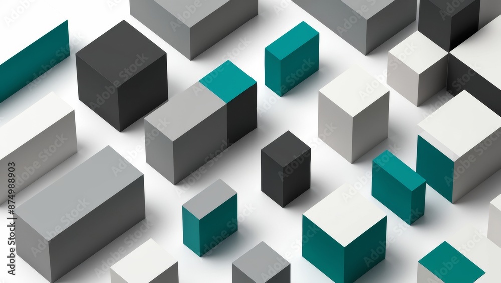 Abstract geometric blocks on white background, 3d render Abstract geometric blocks on white background, 3d render