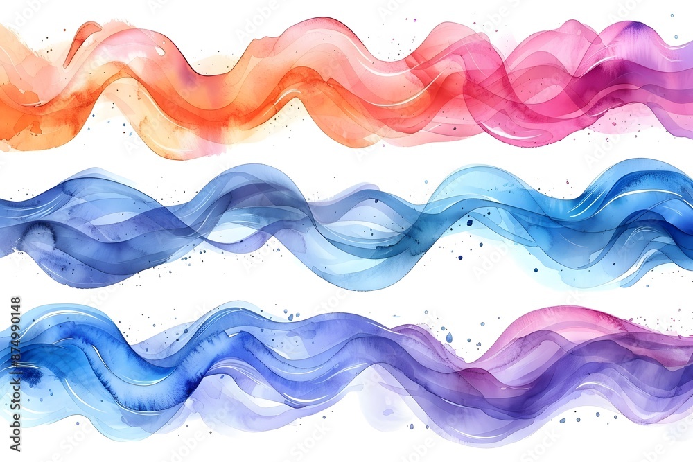 Vibrant Abstract Waves in Watercolor