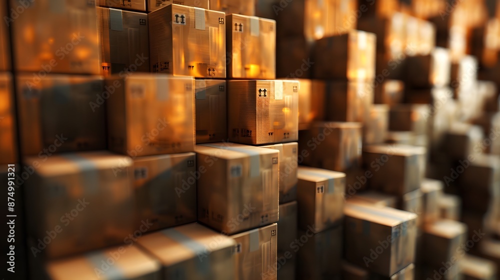 Stacked Cardboard Boxes in a Warehouse Stacked Cardboard Boxes in a Warehouse