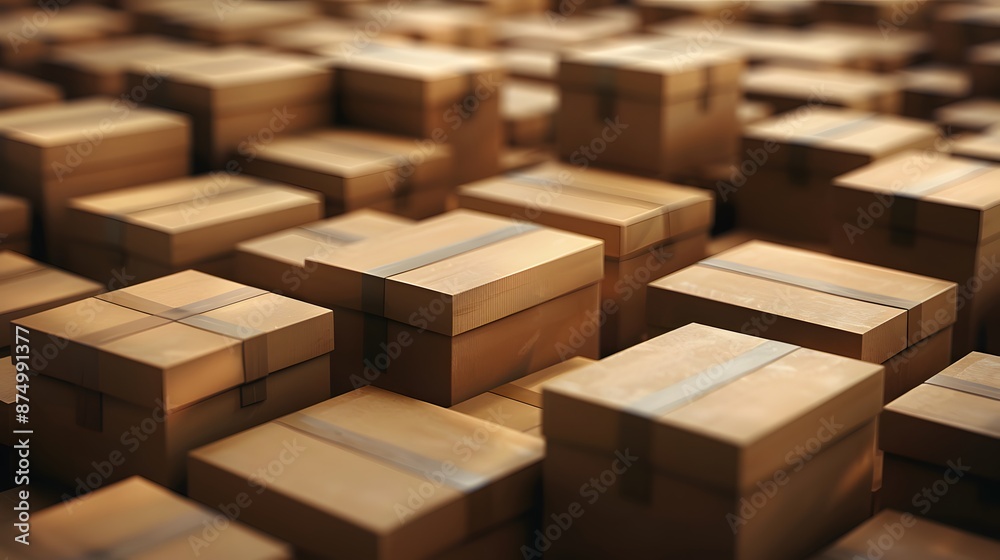 Stacked Cardboard Boxes in a Warehouse