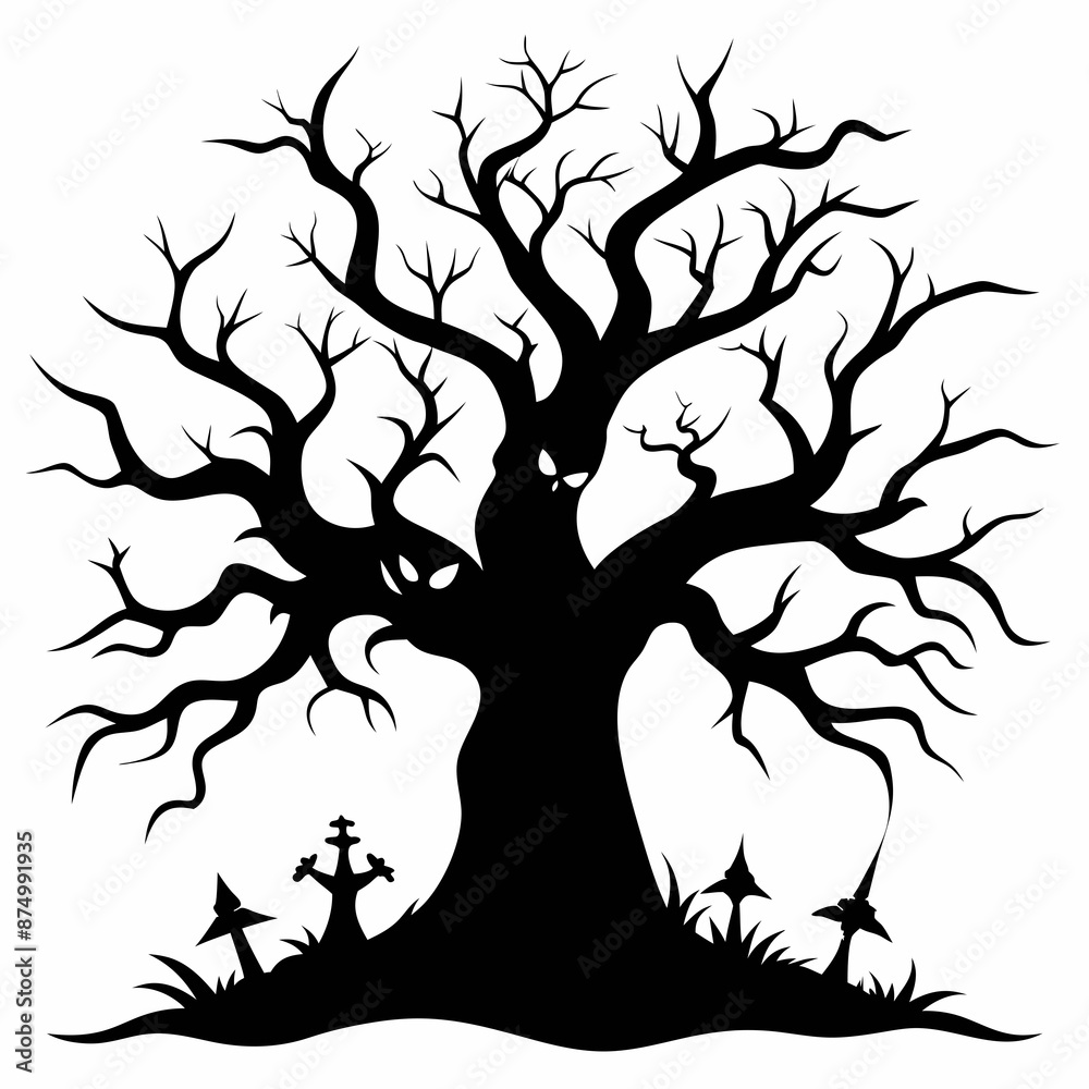 gothic tree for halloween black vector silhouette gothic tree for halloween black vector silhouette