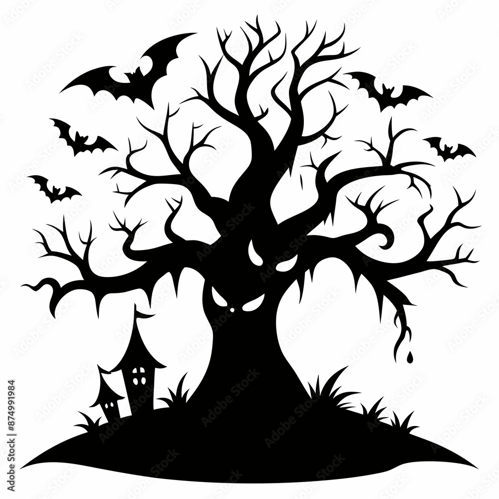 gothic tree for halloween black vector silhouette gothic tree for halloween black vector silhouette