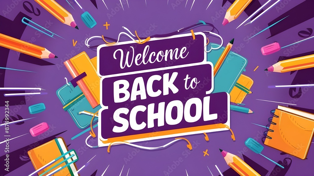 Fototapeta premium Back to school animated background