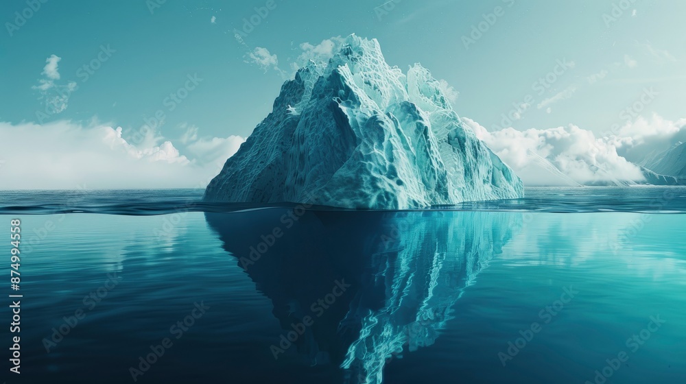 A Dramatic View Of An Iceberg, Showcasing Both Its Above-Water And Underwater Forms A Dramatic View Of An Iceberg, Showcasing Both Its Above-Water And Underwater Forms