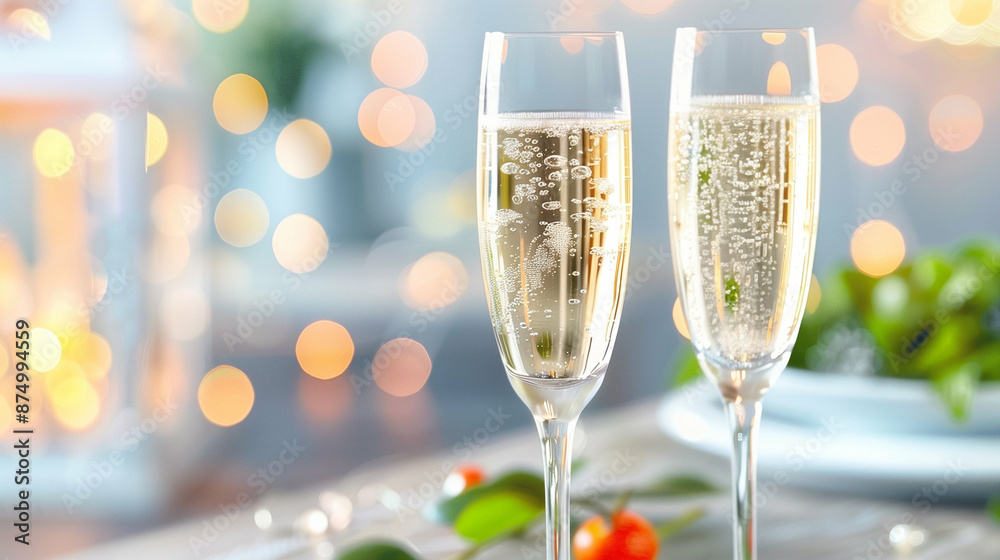 Celebration with Champagne Sparkling Wine in a Fine Dining Setting. Perfect for Special Events and Festivities Celebration with Champagne Sparkling Wine in a Fine Dining Setting. Perfect for Special Events and Festivities