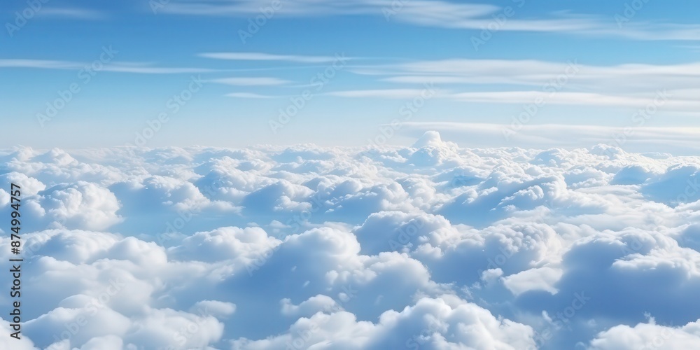 Cloudscape: Aerial View of White Fluffy Clouds Against a Blue Sky Cloudscape: Aerial View of White Fluffy Clouds Against a Blue Sky
