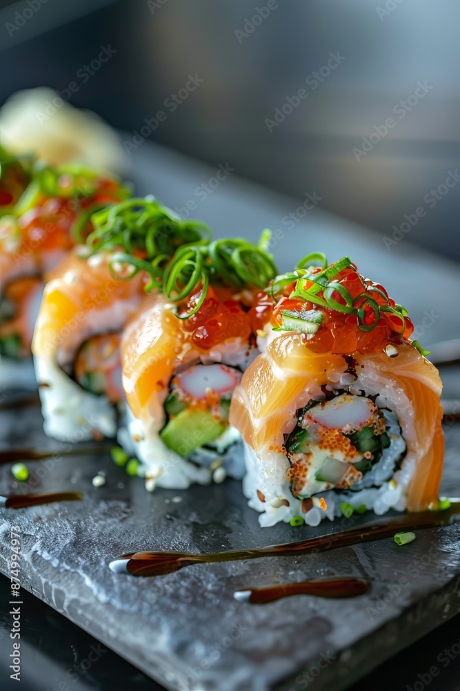 Sushi Rolls Presentation, Elegant, Artistic, Fresh Ingredients, Japanese Fusion, Sushi Rolls Presentation, Elegant, Artistic, Fresh Ingredients, Japanese Fusion,