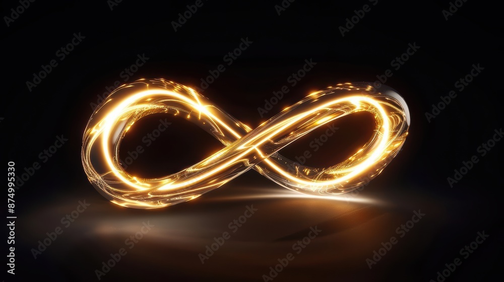 Eternal An infinity symbol made of light, glowing in the dark background Eternal An infinity symbol made of light, glowing in the dark background
