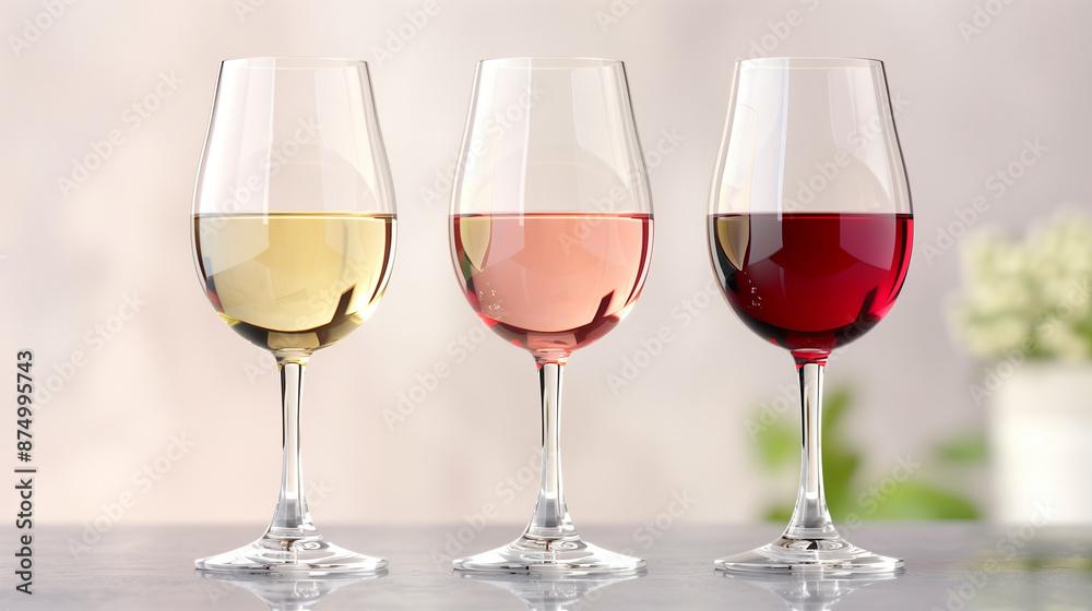 Wine glass selection: white red and rose wines. Wine tasting with expert sommelier tips Wine glass selection: white red and rose wines. Wine tasting with expert sommelier tips