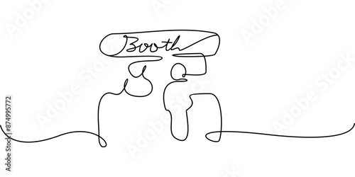 continuous one line drawing of a beautiful sales booth. business theme abstract line art illustration