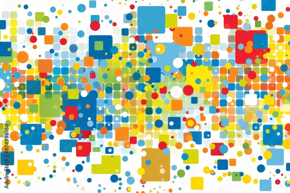 Colorful squares in a vibrant and dynamic pattern, abstract digital design Colorful squares in a vibrant and dynamic pattern, abstract digital design