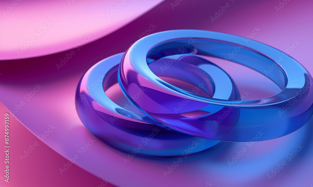 Minimalist blue and purple rings 3d render abstract background Minimalist blue and purple rings 3d render abstract background