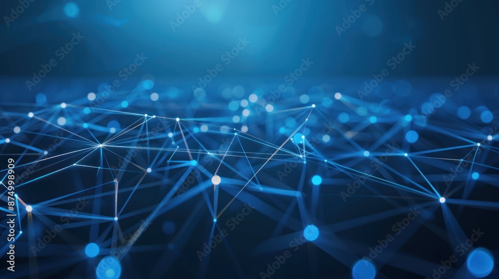 Obraz premium Abstract Blue Network with Glowing Points