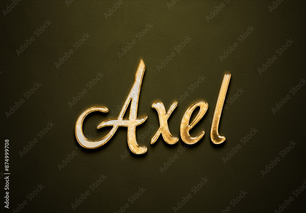 Old gold text effect of French name Axel with 3D glossy style Mockup. Old gold text effect of French name Axel with 3D glossy style Mockup.