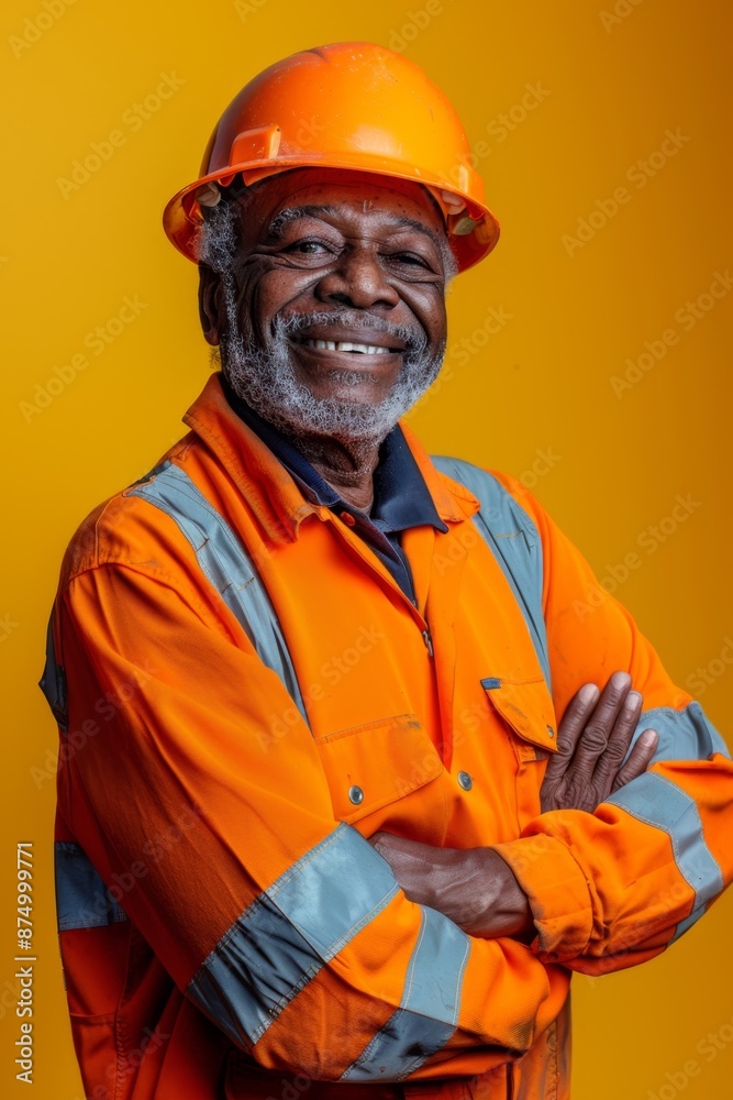 Portrait of a smiling construction worker with arms crossed Portrait of a smiling construction worker with arms crossed