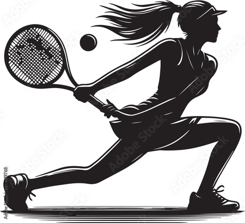 woman tennis player -tennis female silhouette -tennis stock image -tennis  player playing -vector image of tennis