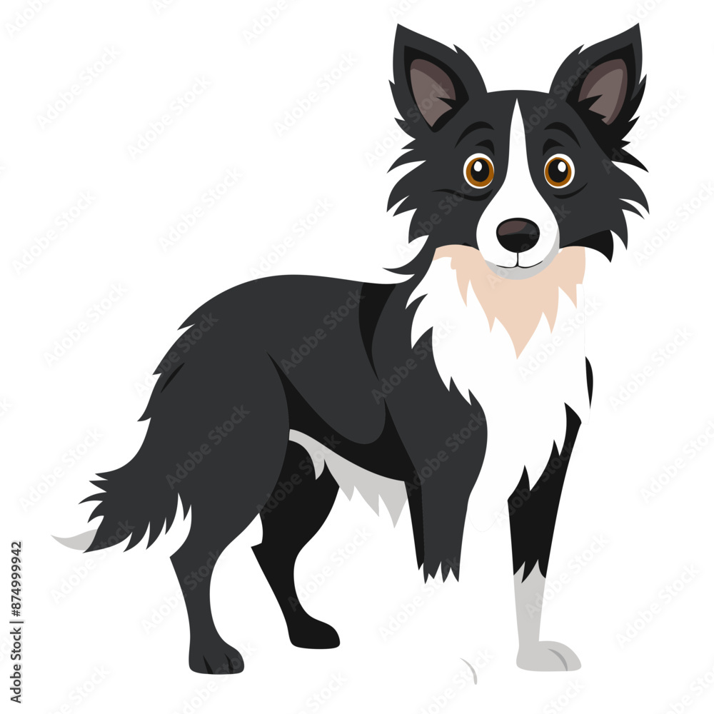 Fototapeta premium Border Collie, sheepdog, alert, black, white, perked ears, intelligent, designs, educational
