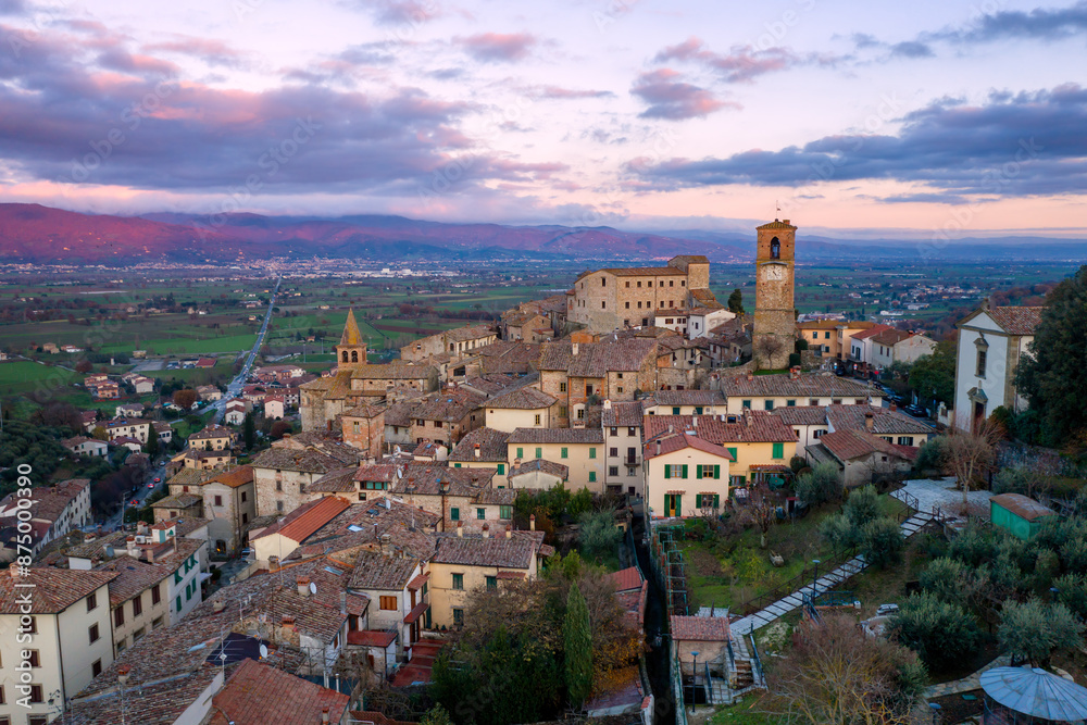 Picturesque Anghiari village overlooking lush Tuscan plains Picturesque Anghiari village overlooking lush Tuscan plains