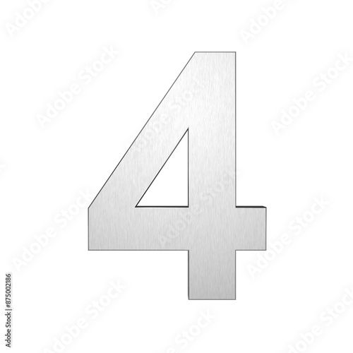 Free Download Gray brushed metal number four 4 isolated on white background. - GFXLoad