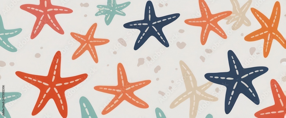 flat group of starfish on white background flat group of starfish on white background