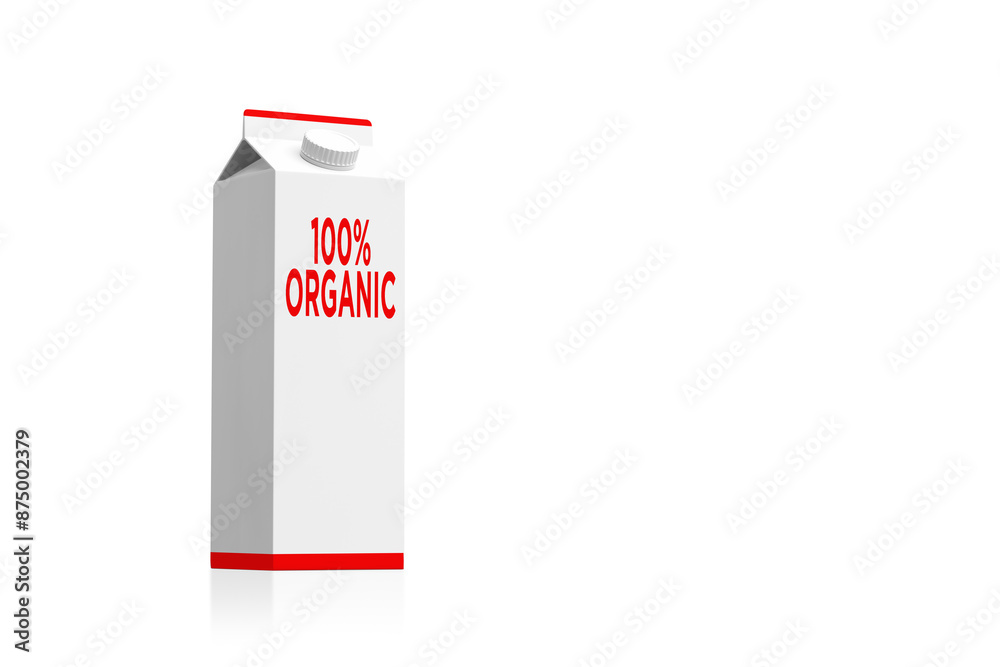 Organic milk carton standing on white background Organic milk carton standing on white background