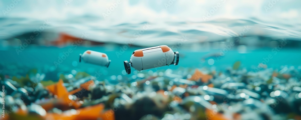 Plastic bottles and other debris litter the ocean floor. Plastic bottles and other debris litter the ocean floor.
