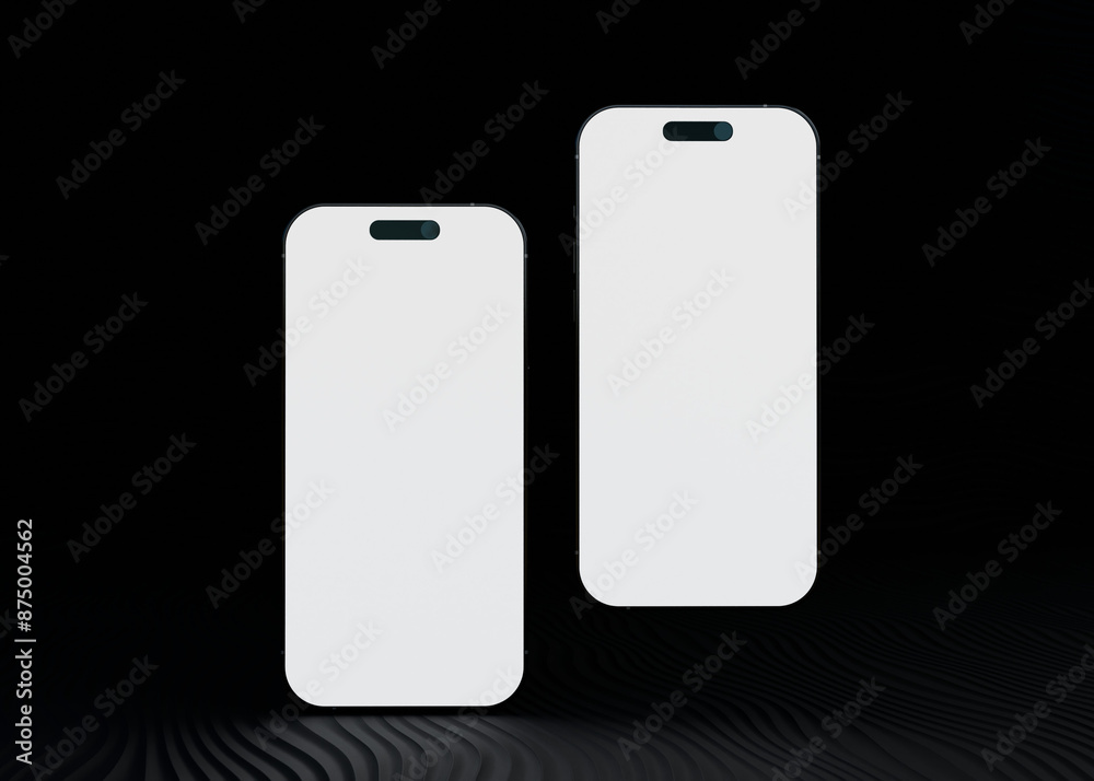 Mobile phone screen on black background mockup Mobile phone screen on black background mockup
