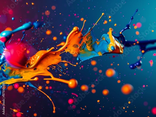 Colorful Abstract BackgroundPaint Splatter in Vibrant Tones - Artistic Design Element. photo