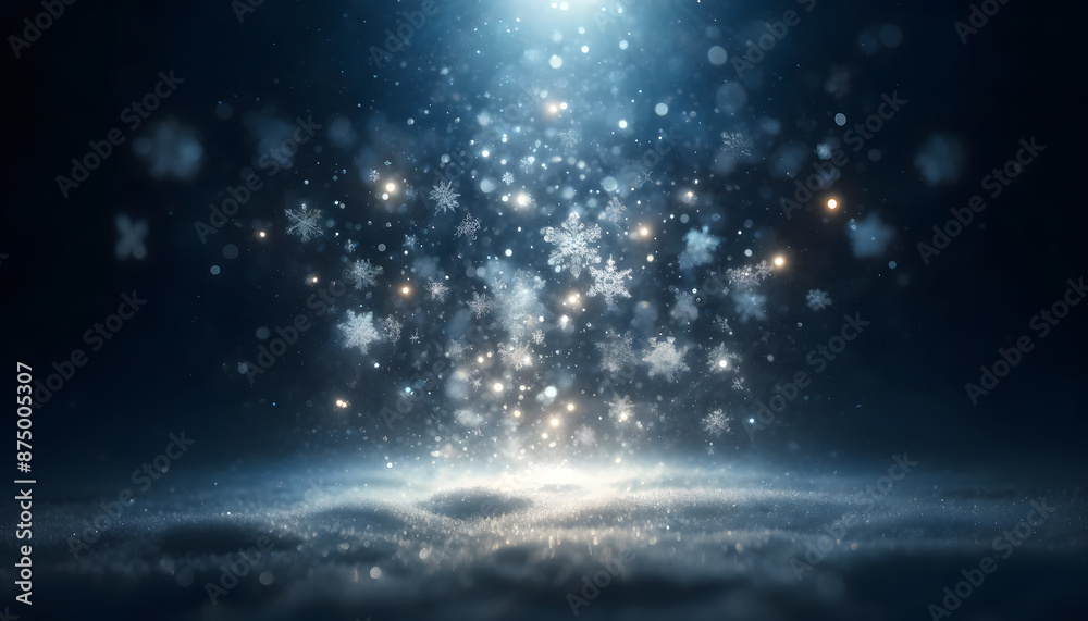Naklejka premium Mystical Snowfall: Ethereal Snowflakes in a Winter Dream