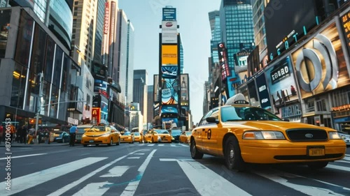 Times Square, busy tourist intersection of neon art and commerce and is an iconic street of New York City and America