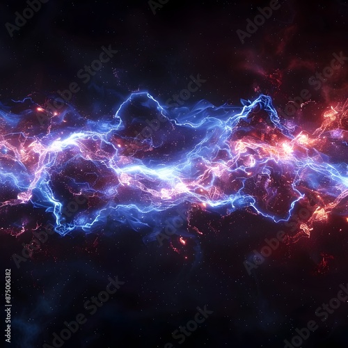 Pulsing Electric Energy Waves Creating Intricate Cosmic Patterns in Dark Void © Thares2020