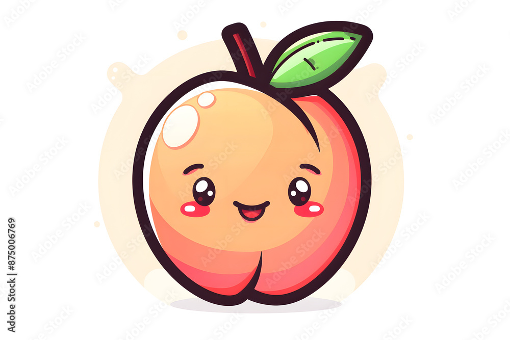 Flat logo illustration of a cute peach, isolated on plain, simple background. Generative AI Flat logo illustration of a cute peach, isolated on plain, simple background. Generative AI