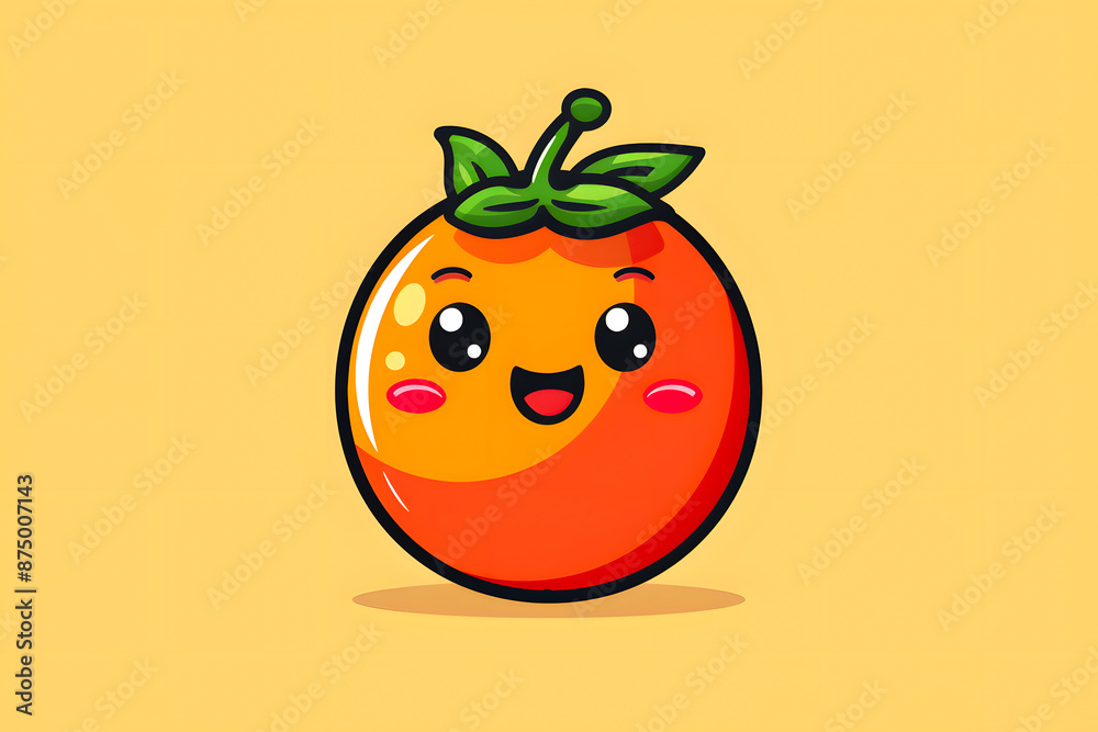 Flat logo illustration of a cute tomato, isolated on plain, simple background. Generative AI Flat logo illustration of a cute tomato, isolated on plain, simple background. Generative AI