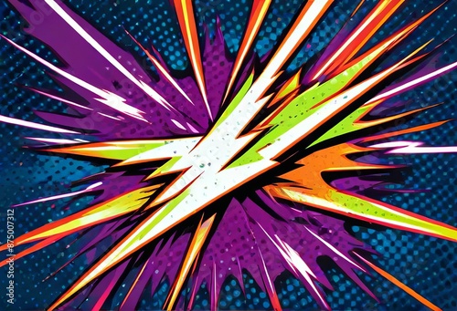 Futuristic background in pop art style with lightning image
