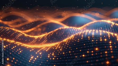 Abstract digital background with glowing lines and dots representing digital currency transactions