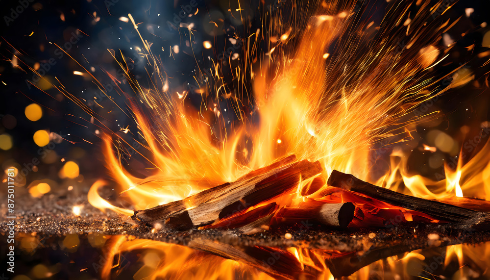 fire flames with sparks background. Generative AI. fire flames with sparks background. Generative AI.