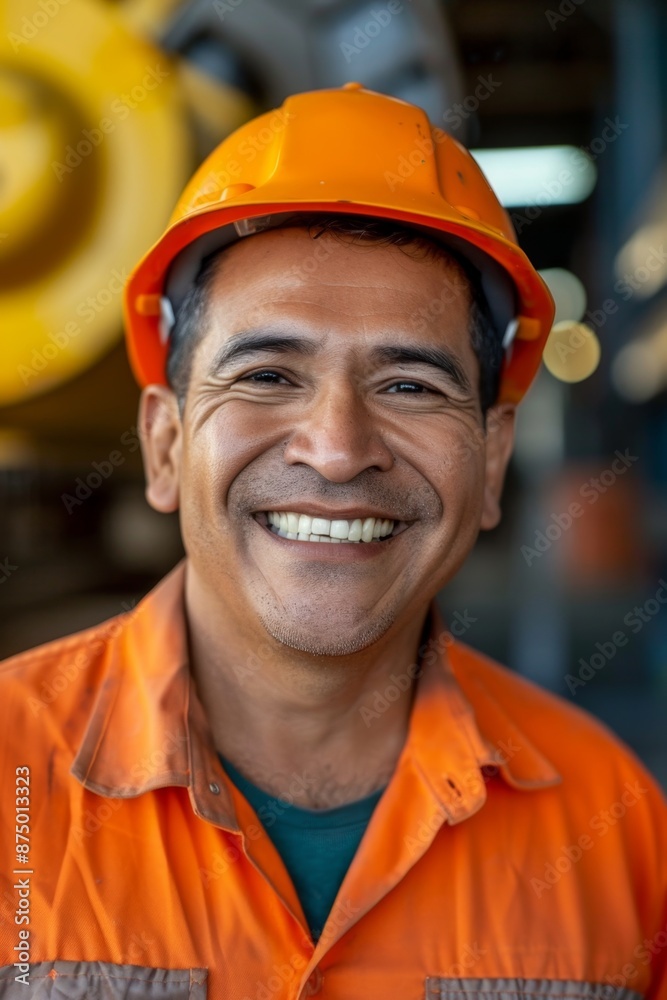 Portrait of a smiling construction worker wearing a hard hat Portrait of a smiling construction worker wearing a hard hat