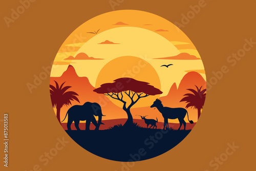 Safari Serenity Capture the majesty of the African savannah with a t-shirt design vector illustration 