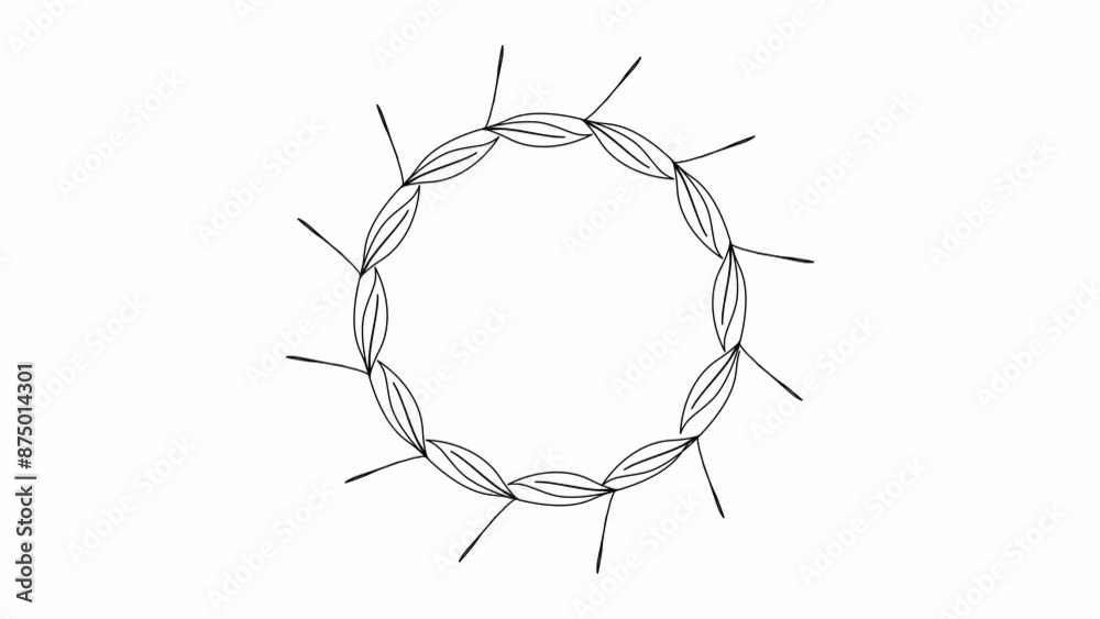 One line drawing animated floral frame. Video clip with alpha channel. One line drawing animated floral frame. Video clip with alpha channel.